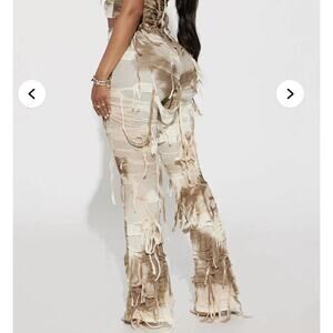 Fashion Nova Flared Pull On Pants Tie Dye Distressed Fairy Grunge Goblin Size 2X